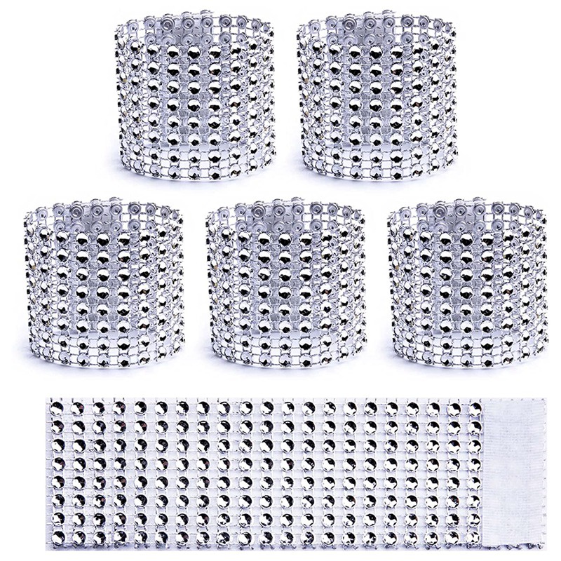 Bộ 100 Vòng Nhẫn Đính Đá Tự Dính Dùng Một Lần Trang Trí Bàn Ăn Giáng Sinh