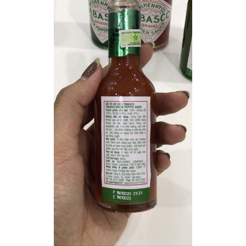 SỐT TIÊU XANH/ ĐỎ TABASCO 60ml - green pepper mild/ pepper sauce