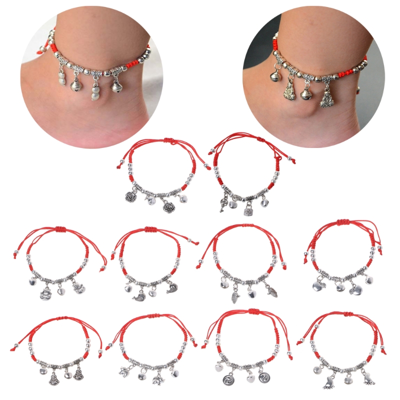 Vòng tay dây đỏ chuông bạc may mắn