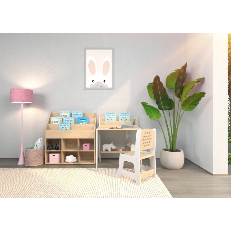 Bộ bàn ghế tiểu học phong cách minimalism tăng sự tập trung cho bé, bàn ghế học sinh gỗ plywood tiêu chuẩn xuất khẩu