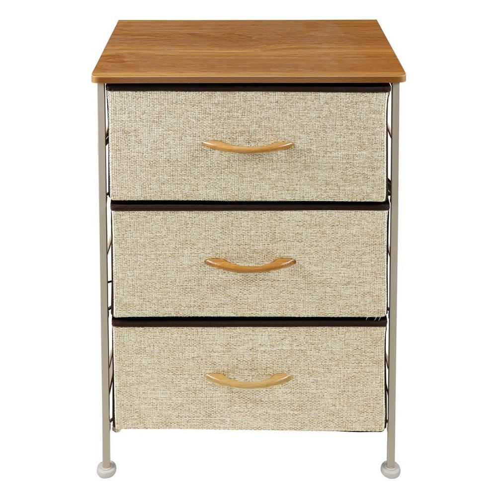 HomeBase STACKO Tủ vải 3 tầng khung thép THYME W45xH76xD30cm màu kem