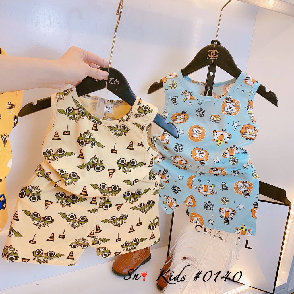 [Mã KIDSEOM giảm 5k đơn bất kỳ] [7 Màu] Bộ Ba Lỗ Cotton In Hình Dễ Thương Cho Bé Namkidshop (V409)