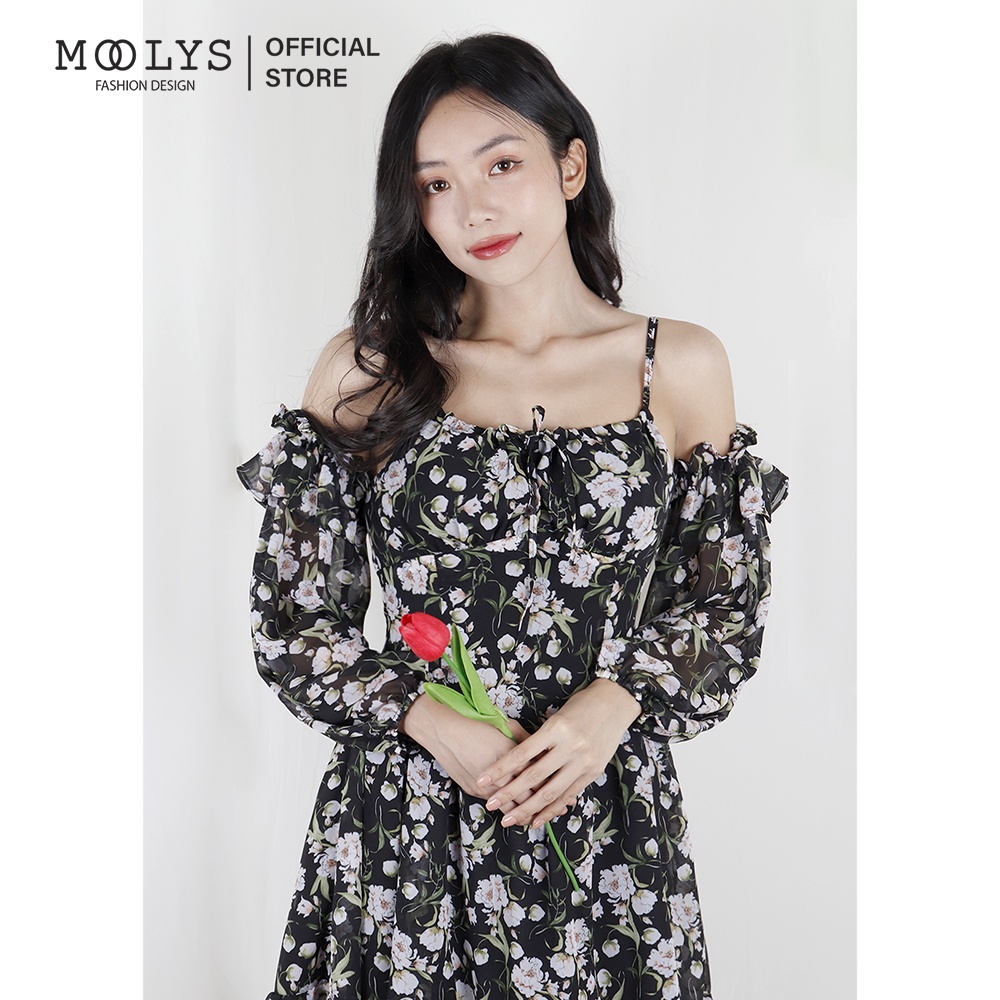 Đầm hoa dài tiểu thư dễ thương Moolys MD009
