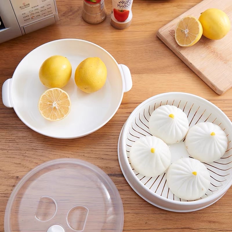 Khay hấp dùng cho lò vi sóng, Khay hấp thực phẩm 3 chi tiết bằng nhựa