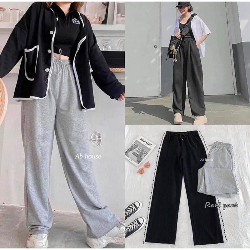 Quần Ống Rộng Nỉ Trơn Form Rộng Unisex Nam Nữ - Quần Culot Unisex