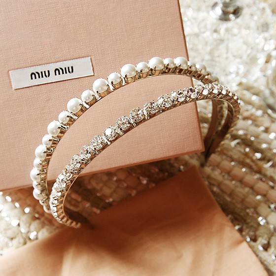 Haimeikang Băng đô cài tóc thiết kế hai lớp đính hạt ngọc trai và đá nhân tạo thời trang dành cho nữ