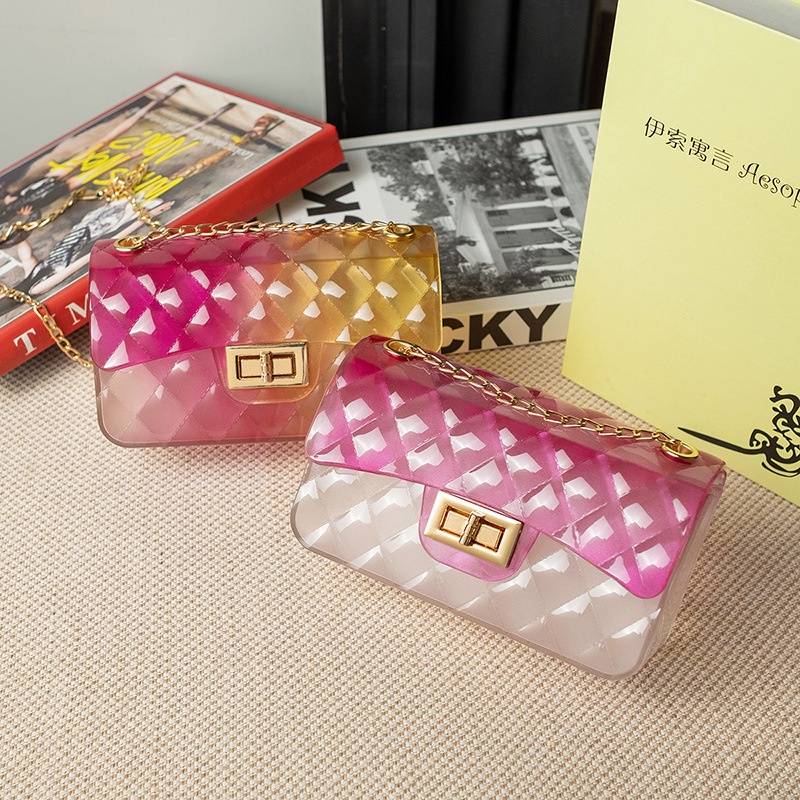 Túi Đeo Chéo Jelly Màu Gradient Trong Suốt 9 Ngăn Thời Trang Cá Tính Cho Nữ