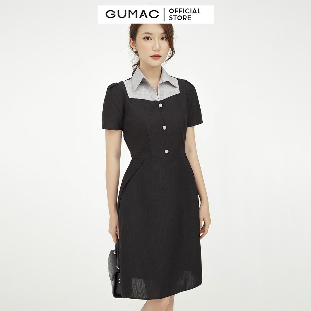 [Mã MABR07062 giảm 8% tối đa 50K đơn từ 249K] Đầm body nữ sexy xếp ly GUMAC màu đen, tay ngắn thanh lịch DB526 | BigBuy360 - bigbuy360.vn