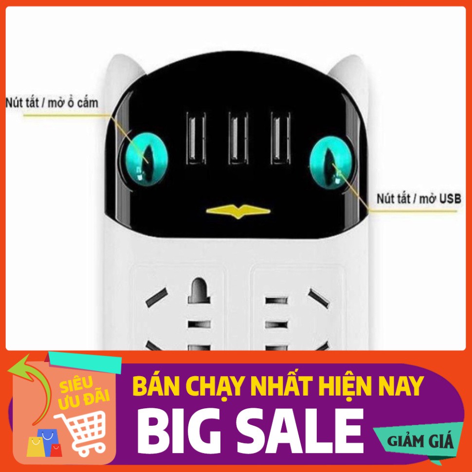 [FREE SHIP] Ổ Cắm Điện Hình Mèo Đa Tính Năng Chống Giật Điện Hàng Siêu Cao Cấp, Có Mút Dính Lên Tường Hay Bất Kỳ Ở Đâu