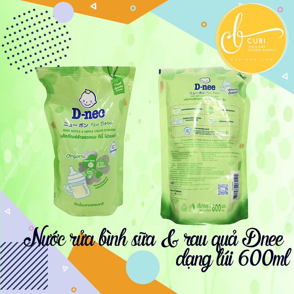 Bộ 3 túi nước rửa bình sữa Dnee Organic 600ML