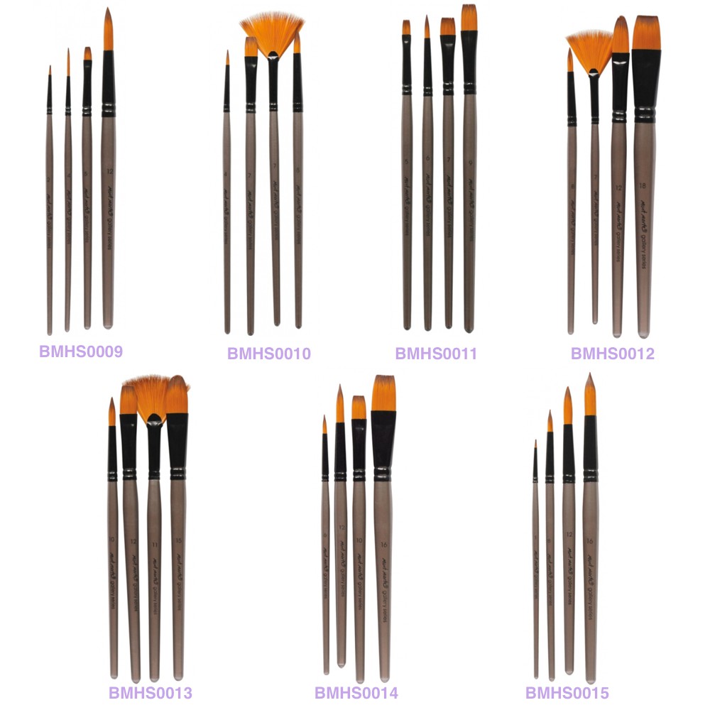 Set Bộ cọ vẽ Acrylic Mont Marte Gallery Series Brush - cọ thân xám