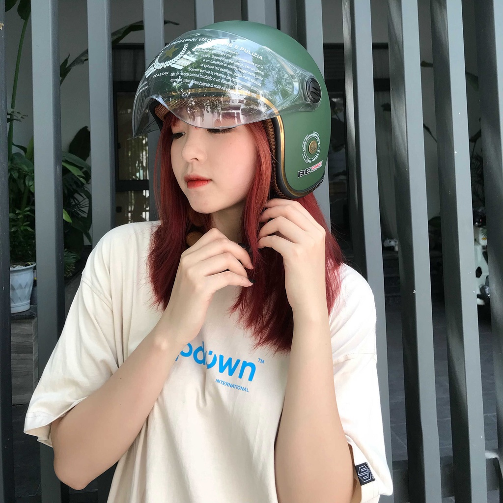 Mũ Bảo Hiểm HESA 3/4 Đầu Có Kính Trùm Đầu Hàng Chính Hãng Bảo Hành 5 Năm