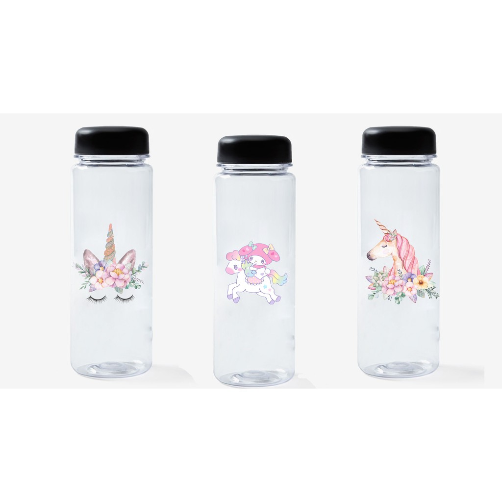 Bình nước ngựa thần nhựa in màu BNI7 500ml bình nước hoạt hình bình nước dễ thương