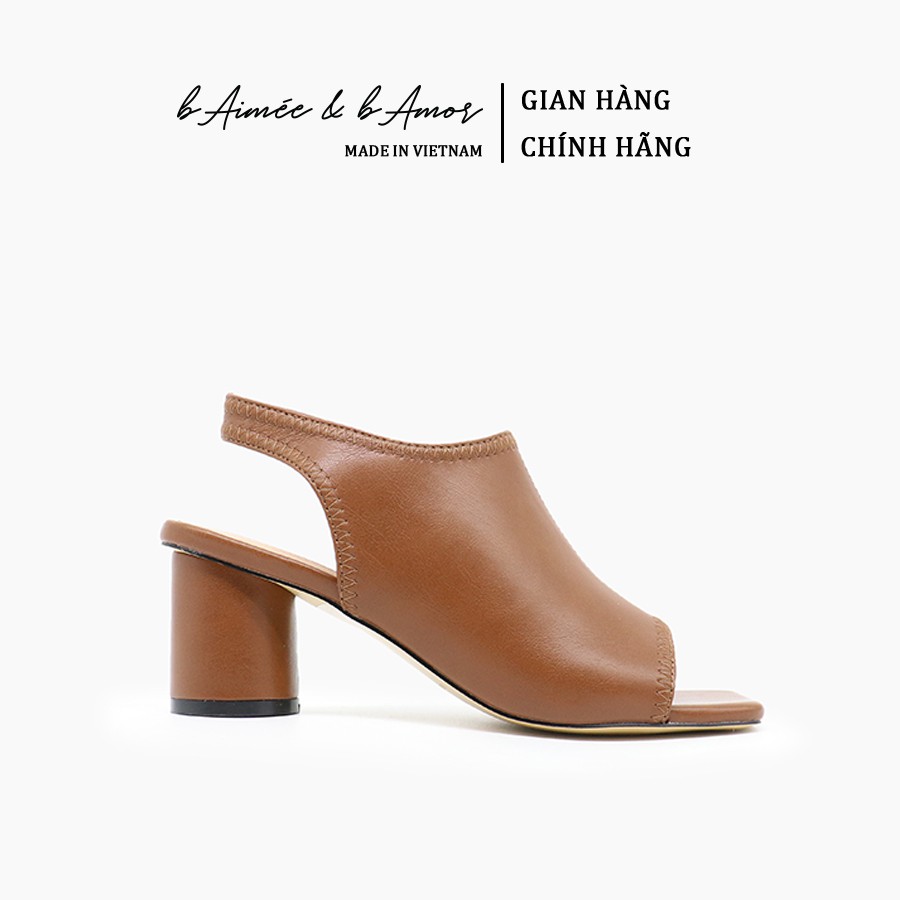 Boots Nữ Cao Gót bAimée &amp; bAmor Cổ Thấp Quai Hậu Hở Mũi Gót Vuông Cao Dưới 7cm Màu Đen Trắng Kem Nâu - M1619