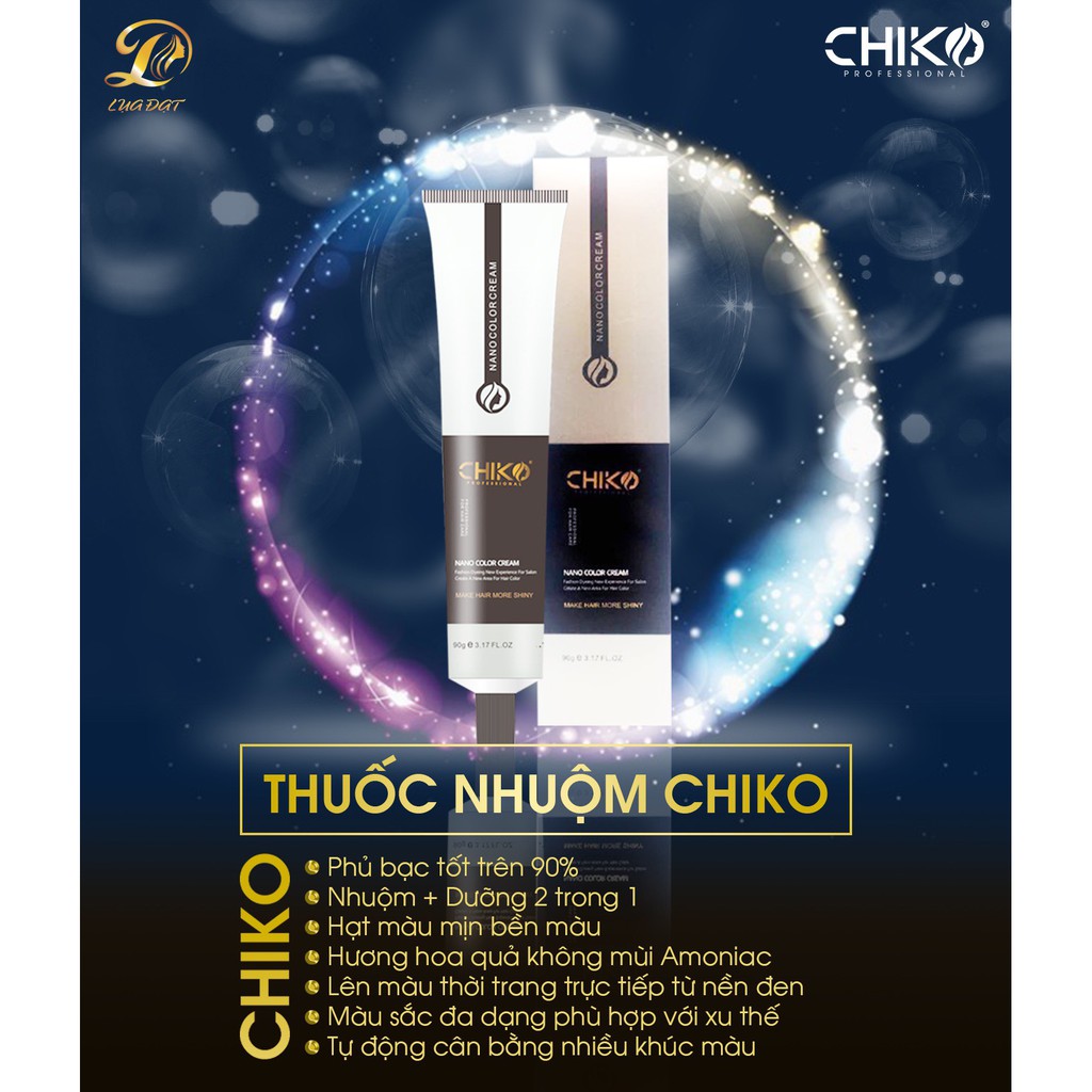 Thuốc nhuộm tóc Chiko màu Đen Matcha  KHÔNG TẨY + Kèm trợ nhuộm 100ml