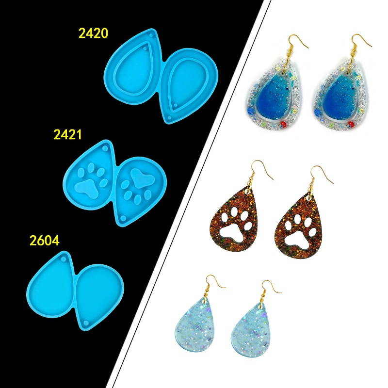 Set 3 Khuôn Silicone Làm Móc Khóa Hình Giọt Nước