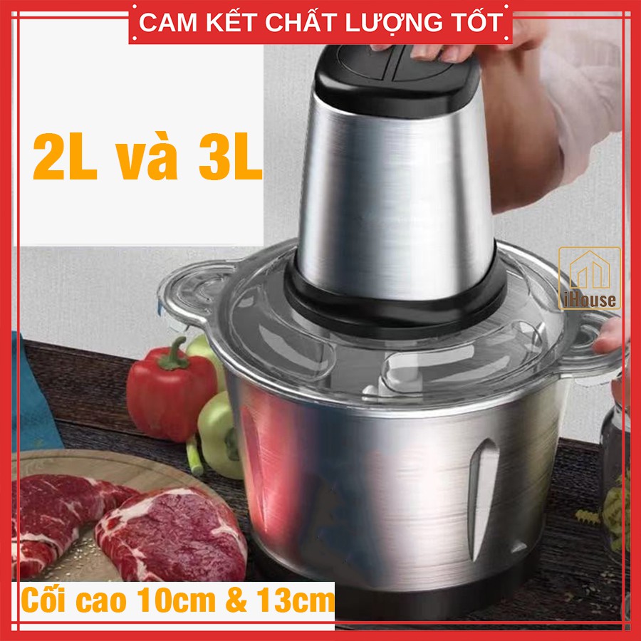 Máy xay thịt cá đa năng inox cao cấp, Máy xay cua mini 2L 3L chắc khỏe bền đẹp iHouse