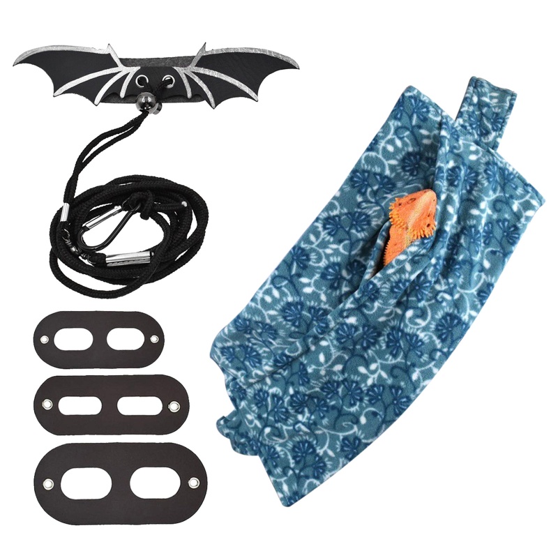 Bộ Dây Dắt Thằn Lằn May Mắn Kèm Túi Đựng Có Cánh Có Thể Điều Chỉnh Mang