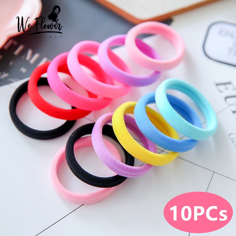 We Flower 10PCs Colorful Hair Tie Rope Scrunchie Korean High Elastic Rubber Band Girls Ponytail Holder