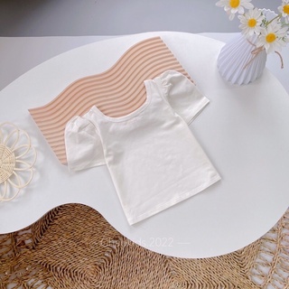 Áo tay phồng cổ tròn basic cho bé