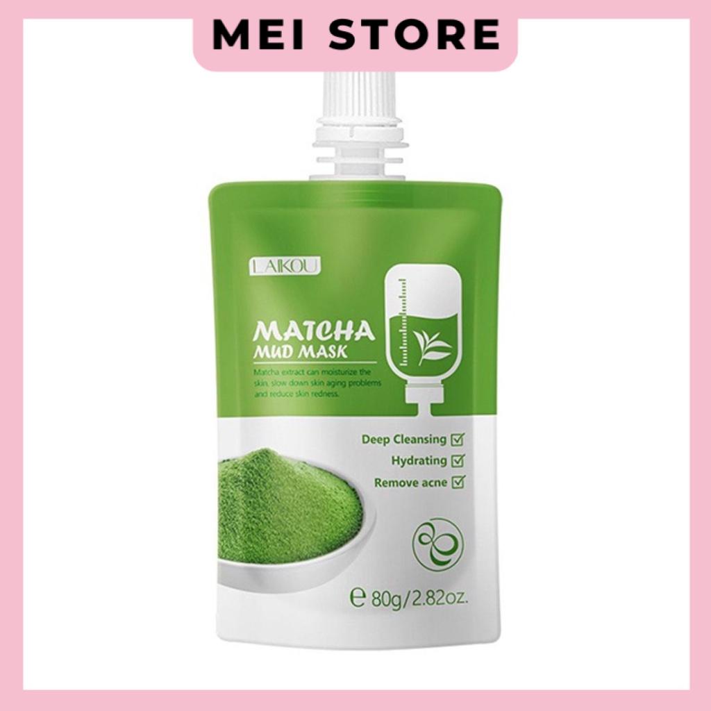 Mặt Nạ Bùn LAIKOU Chiết Xuất Matcha Làm Sạch Sâu 80g