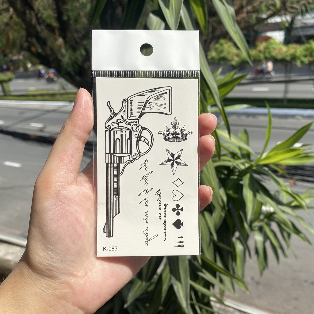 Hình xăm vương miện, bài tây mini k083- miếng dán tatoo tạm thời size &lt;10x6cm