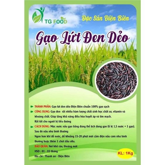 Gạo Lứt Đen Điện Biên ( Dẻo mềm,thơm cơm) - Gạo lức đen giảm cân 1kg Hút Chân Không. | BigBuy360 - bigbuy360.vn