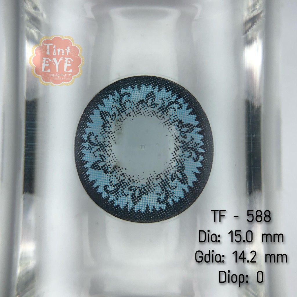 Kính Áp Tròng Tinteye Lens TF-588 Xanh Dương Hoa Trầm Cổ Điển