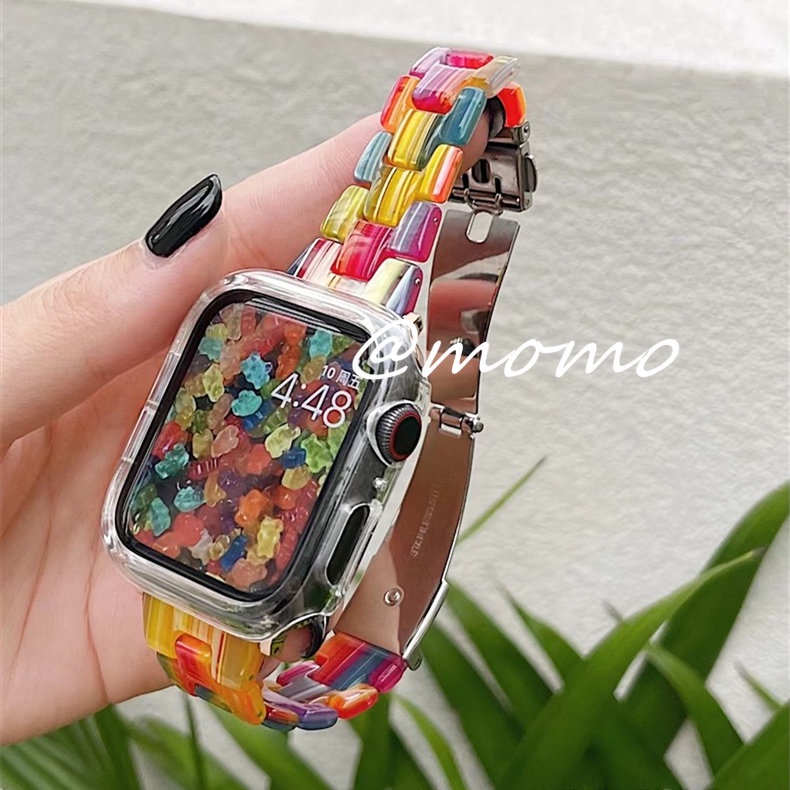 Dây Đeo Thay Thế Chất Liệu Resin Nhiều Màu Sắc Cho iWatch Series Ultra 8 7 6 5 4 2 1