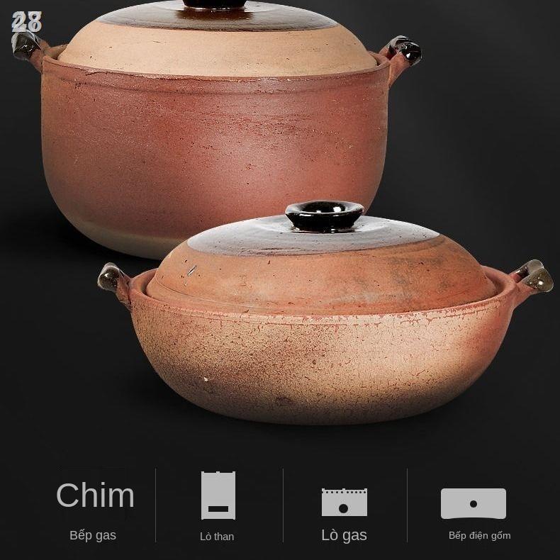 ♀28Rnồi hầm đất sét truyền thống kiểu cổ ga gia dụng gốm sứ nhiệt độ cao súp nấu cháo ngọn lửa