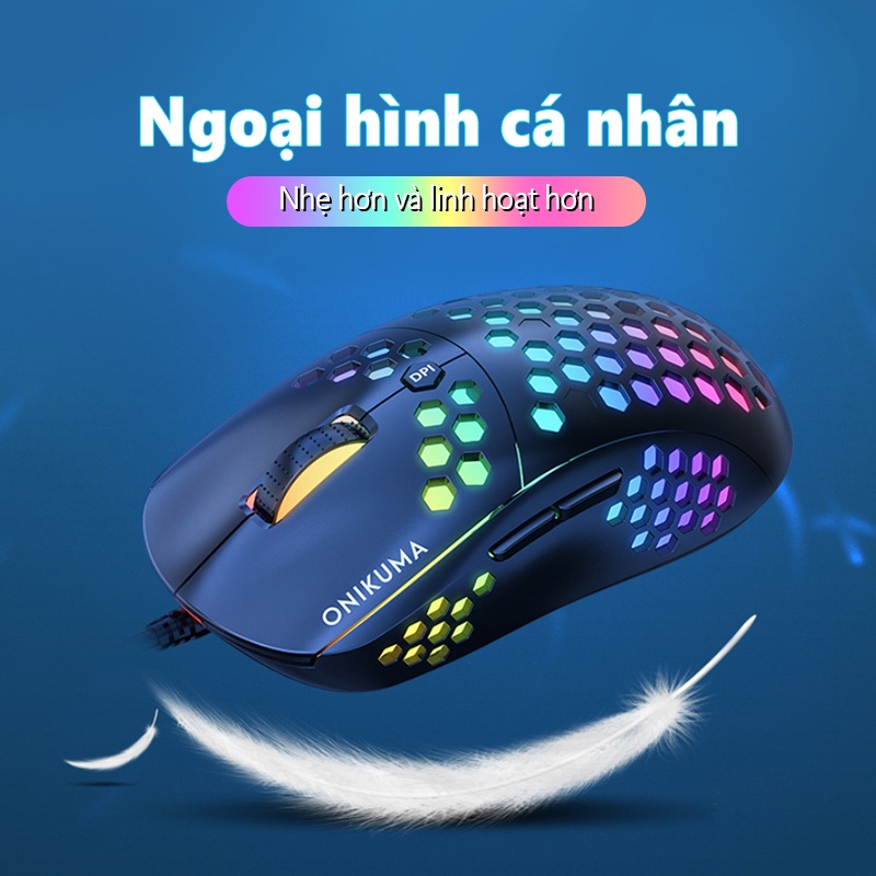 ONIKUMA CW903 Chuột Chơi Game USB Chuột Chơi Game Có Dây Chống Trượt Sáu Tốc Độ DPI Phát Sáng RGB Có Thể Điều Chỉnh