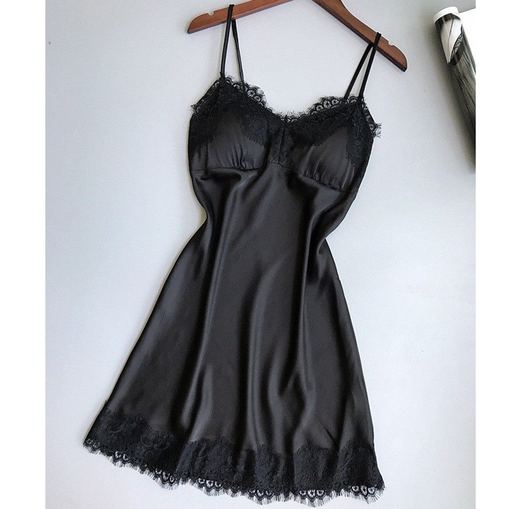 Set Đồ Ngủ Lụa Satin Phối Ren Quyến Rũ