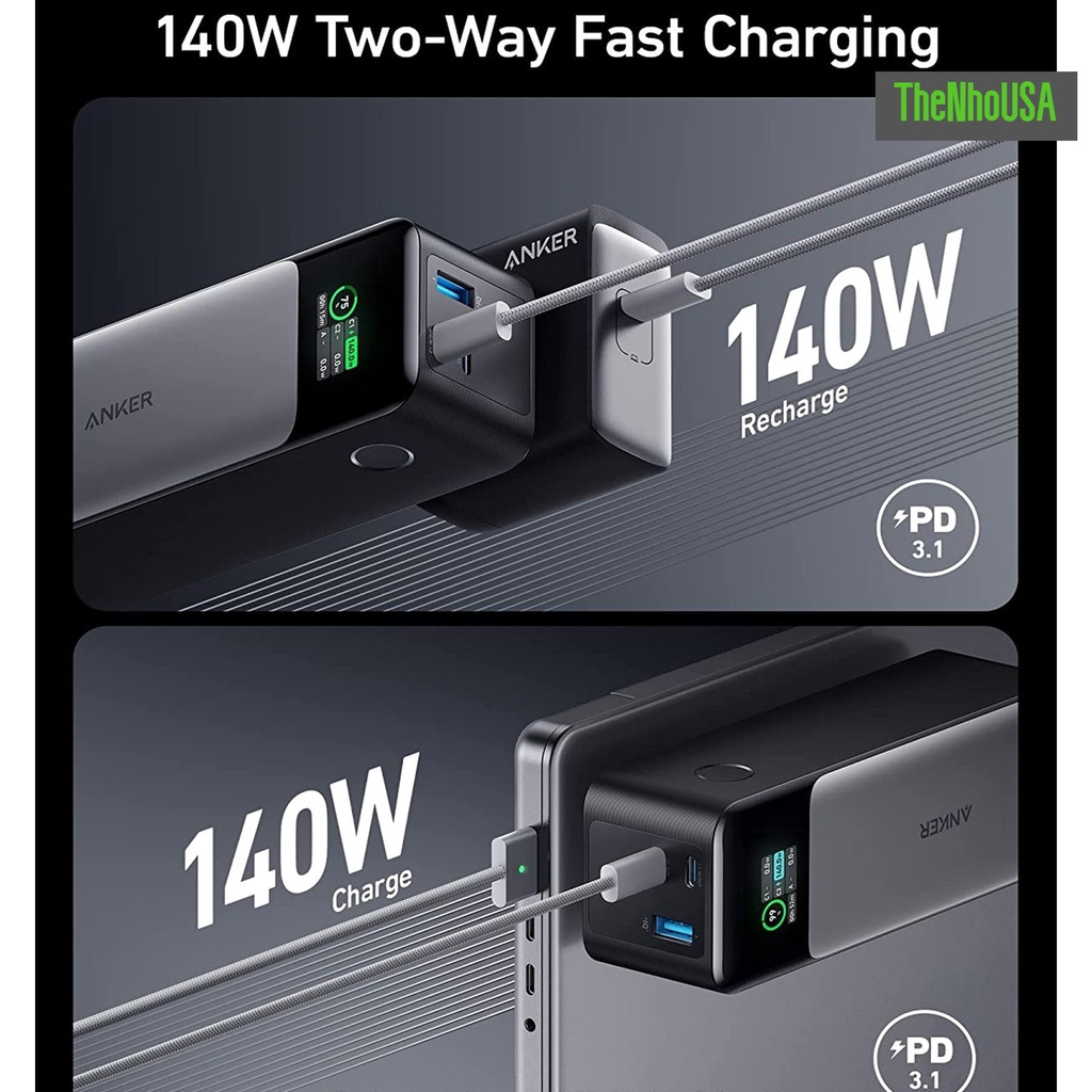 Pin sạc dự phòng 140W Anker 737 GaN Prime PowerCore 24000mAh A1289 Màn Led đa năng PD 3.1 PPS QC BH 12T