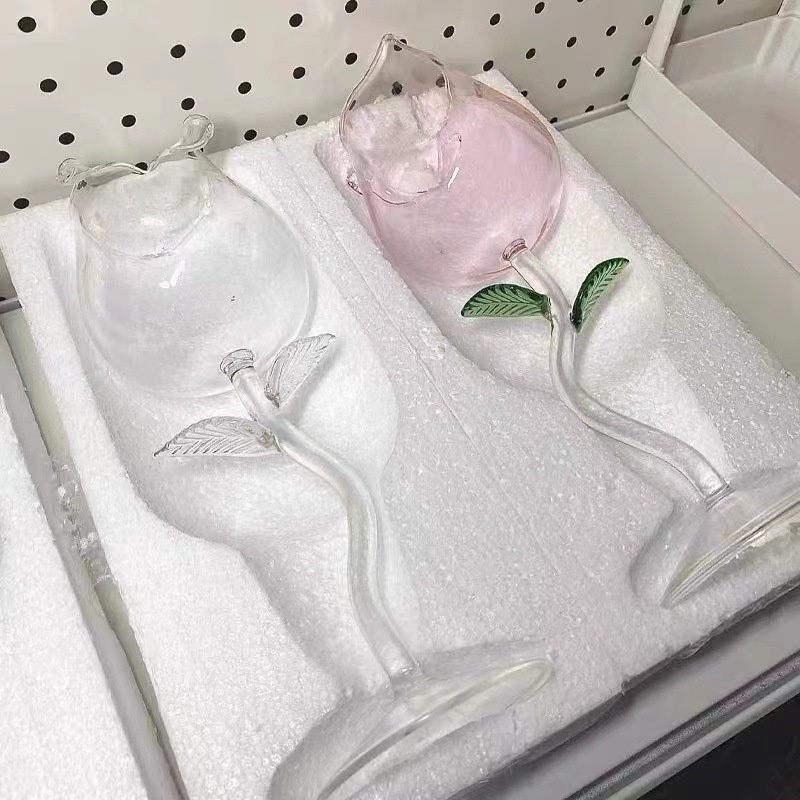 Ly Thủy Tinh Uống Rượu Vang Thiết Kế Sáng Tạo Lãng Mạn Kính Ly thủy tinh uống rượu sâm banh hình hoa hồng cầm tay tiện dụng cho tiệc tùng Ly uống rượu hình hoa hồng trong suốt sáng tạo Ly Rượu Vang Hình Hoa Hồng 150ml