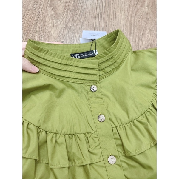 [Mã FAMARAL1 giảm 10K đơn 50K] ÁO SƠ MI XANH CỐM LI BÈO NGỰC