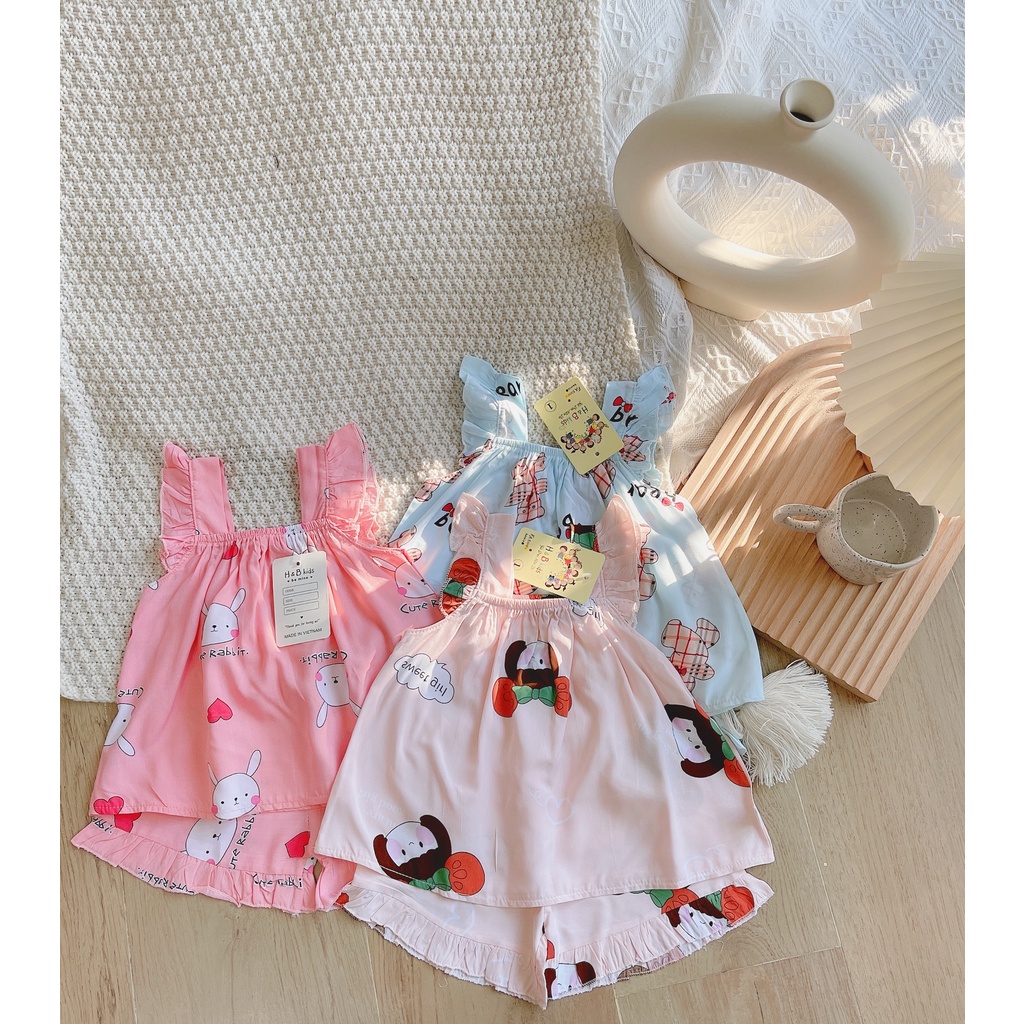 Đồ Bộ Tole Lanh 2 Dây Bé Gái 6-18kg Chất Mát Hoạ Tiêt Siêu Xinh, Đồ Bộ 2 Dây Cánh Tiên Mặc Nhà Cho Bé - AN.KID