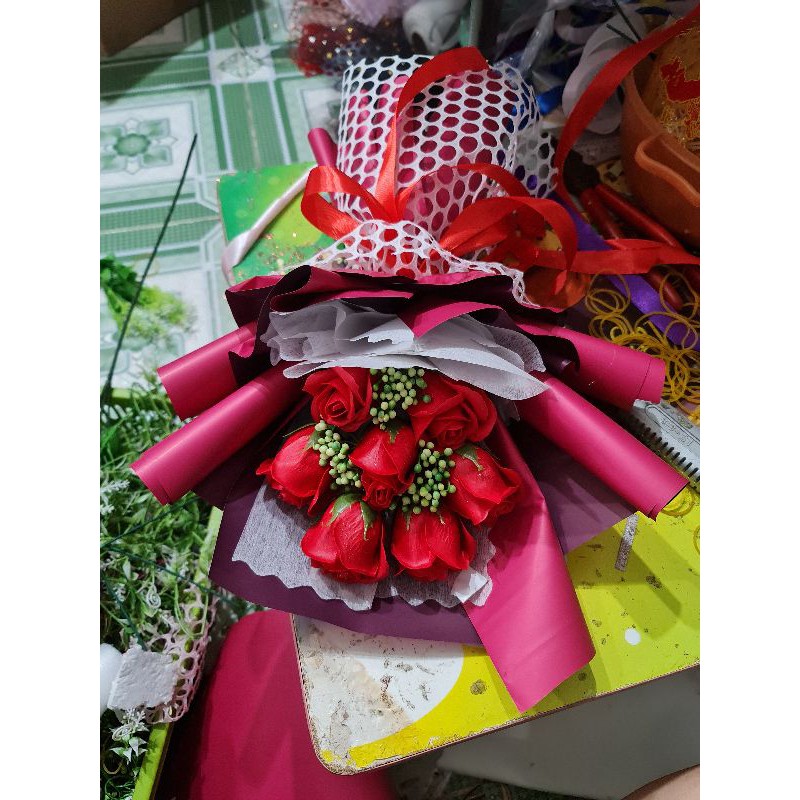 hoa hồng sáp thơm 7bong đỏ