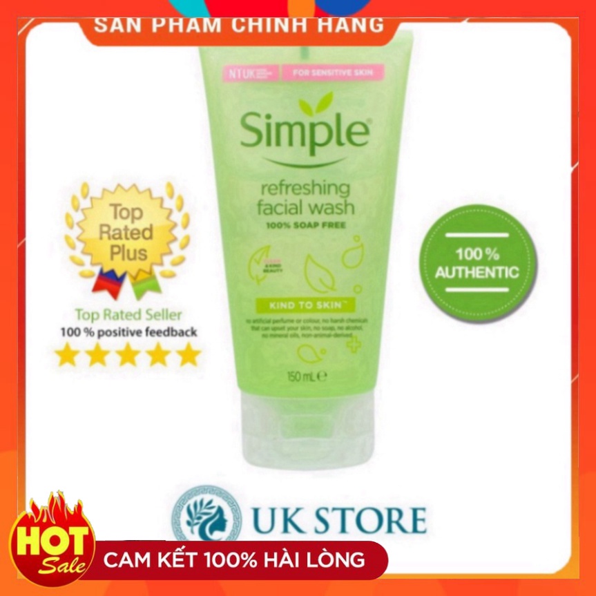 Sữa Rửa Mặt Dạng Gel Simple Kind To Skin Refreshing Facial Wash 150ml | BigBuy360 - bigbuy360.vn