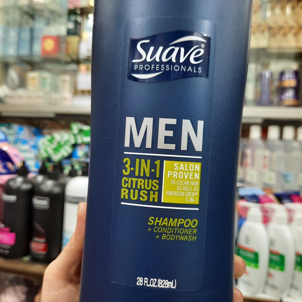 Sữa tắm nam và gội xả Suave Men 3in1 828ml USA