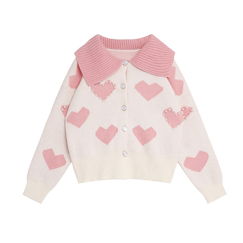 Áo Khoác Cardigan Đính Ngọc Trai Thời Trang Thu Đông Dễ Thương Cho Nữ