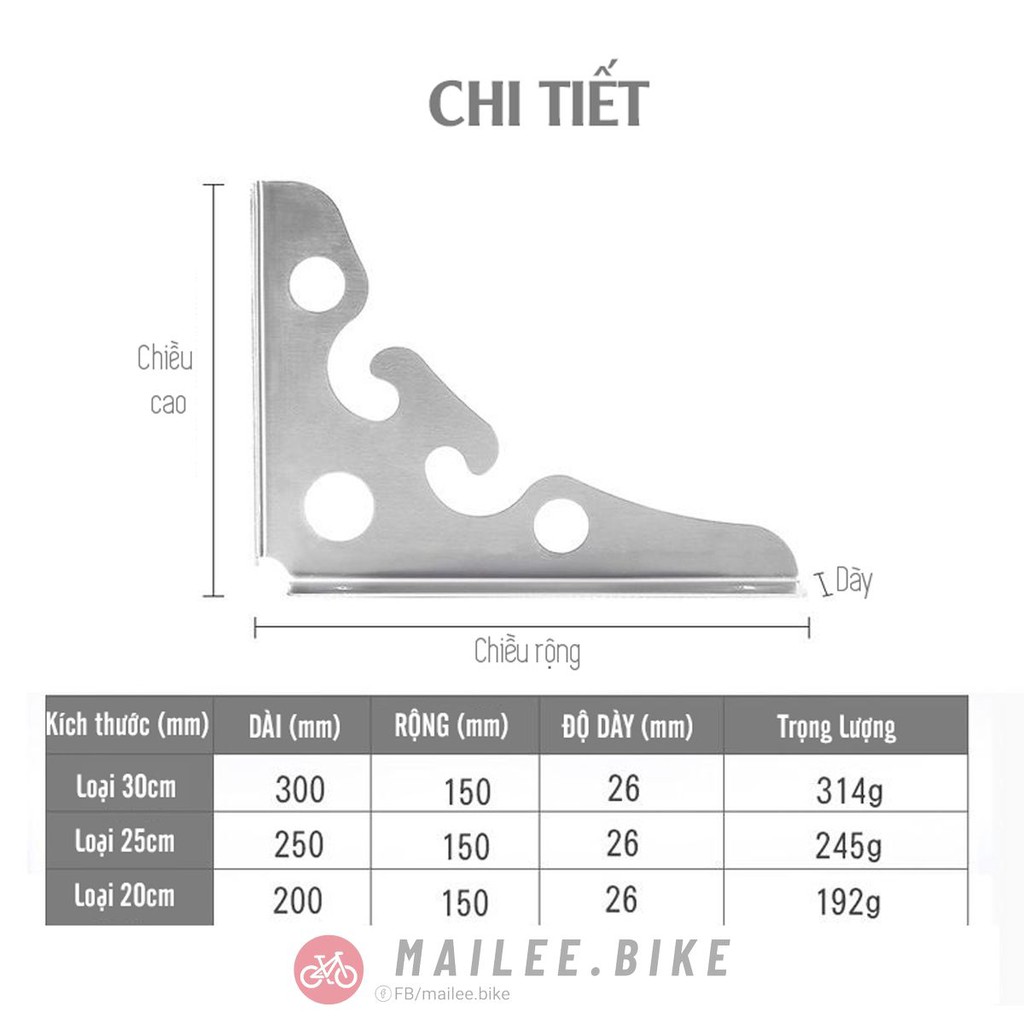 Cặp EKE Chữ L Ke Pát Chữ L Giá Đỡ Gắn Tường Chịu Tải Đến 130kg Bền Bỉ Cao Cấp Chắn Chắn Đa Năng Tiện Dụng