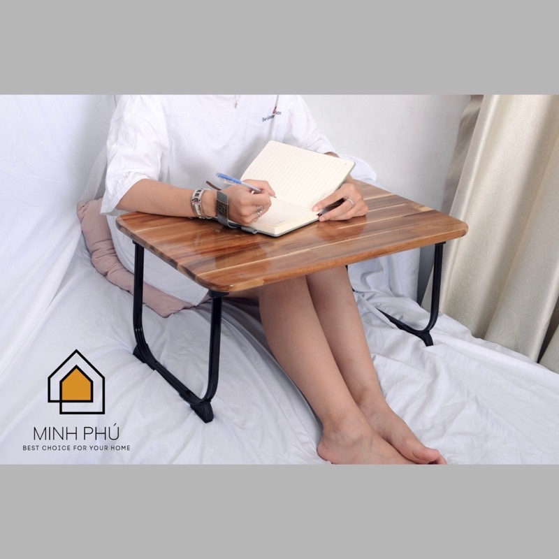 Bàn Gấp Gọn Bằng Gỗ Tràm Tự Nhiên, Chân Sắt Chịu Lực Bảo Hành 1 Năm PHÚC MINH
