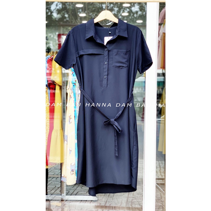 [HANNA] Đầm bầu công sở mặc bầu và sau sinh vải lụa cotton cao cấp thoáng mát mùa hè không nhăn có size 40-80kg váy dài