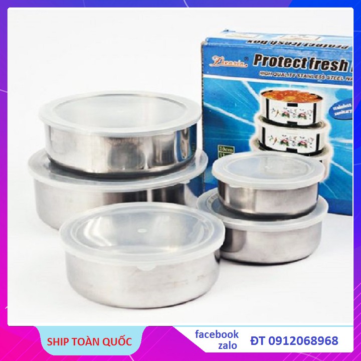 Bộ 5 Bát Inox Có Nắp Đậy
