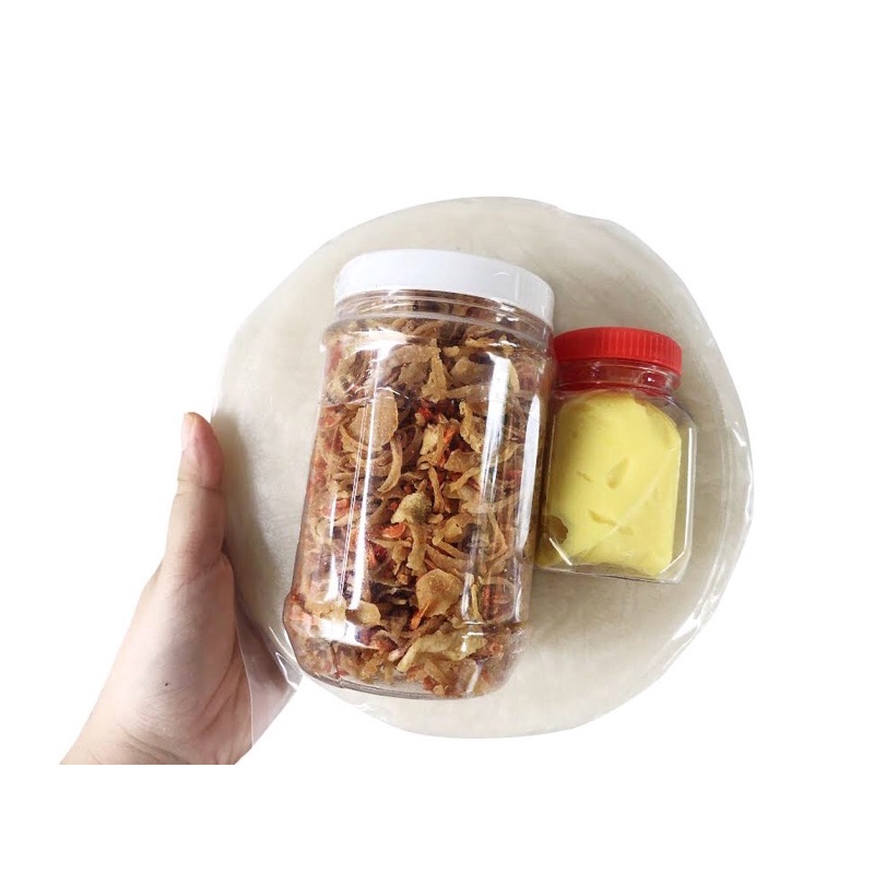 Combo 500g bánh tráng phơi sương + 200g muối tôm hành phi+ 100g bơ trứng gà thơm béo