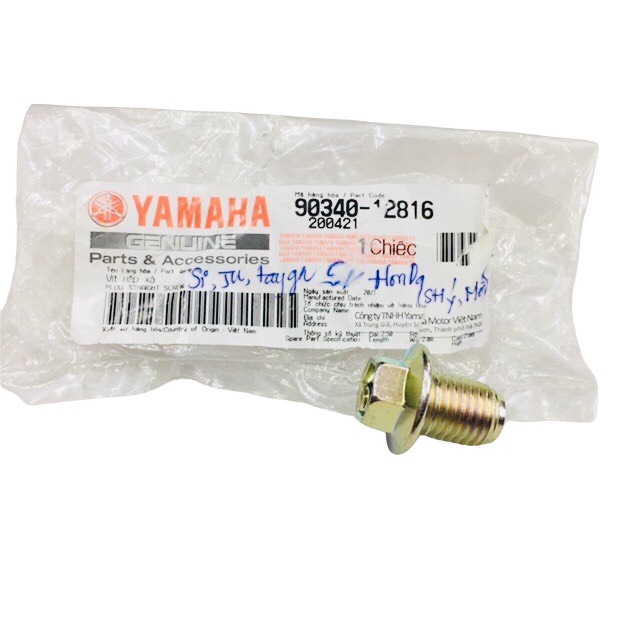 Ốc xả nhớt chính hãng YAMAHA gắn xe sirius,jupiter , các dòng xe tay ga của hãng HONDA mã 90340-12816