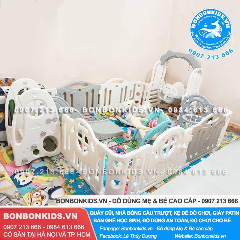 Quây Full Set Hàn Quốc Newber Kitty bo góc - Nhà banh cho bé cao cấp 9 chi tiết