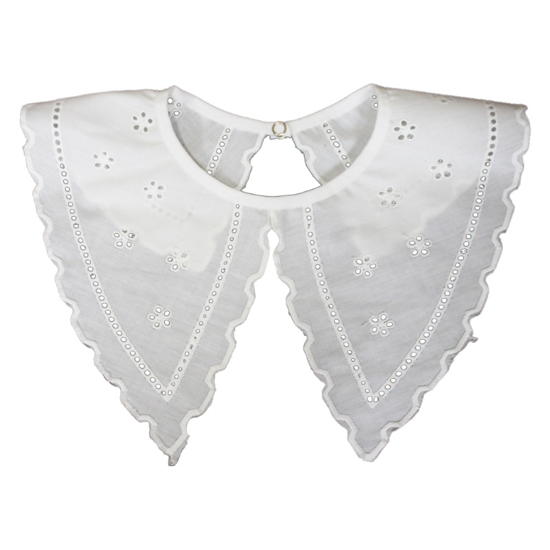 Cổ Áo Sơ Mi Giả Bằng Polyester Thêu Họa Tiết Rỗng Có Thể Tháo Rời Cho Nữ