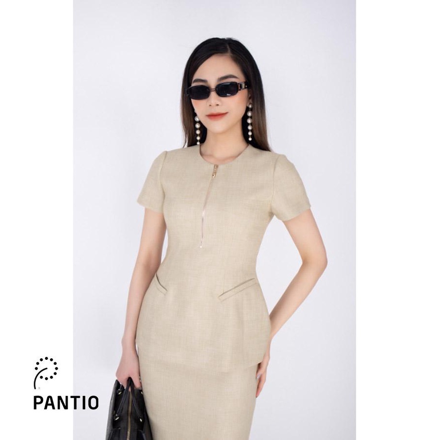 BKM12586 - Áo công sở vải thô dáng peplum khóa trang trí - PANTIO