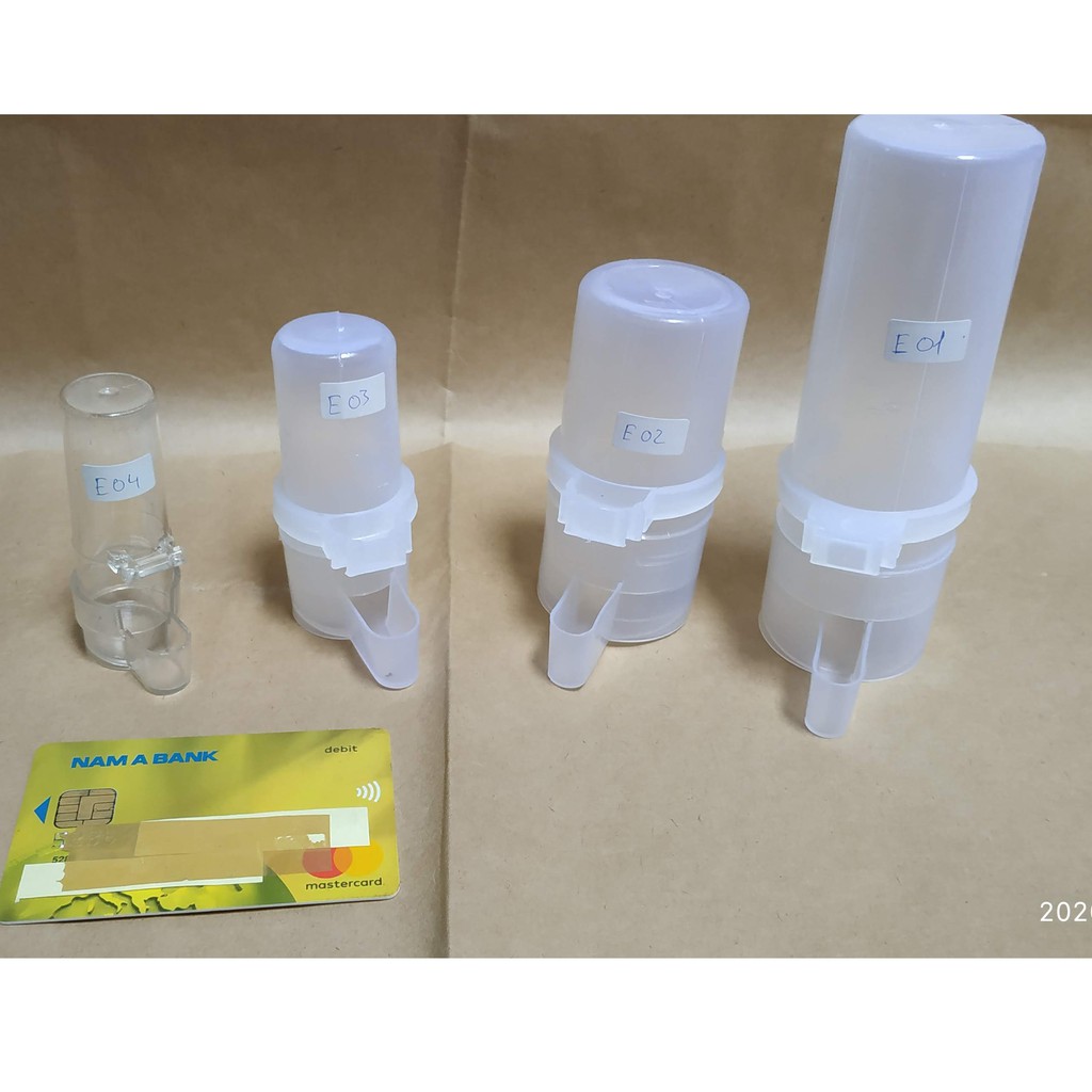 E04 - 10 cái ống nước cho chim mào, chòe, nhựa zin đục dày, mẫu số 4